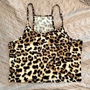 Leopard print crop tank. Size large